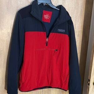 Vineyard Vines Red and Navy Quarter-Zip Marine Air Shep pullover Jacket